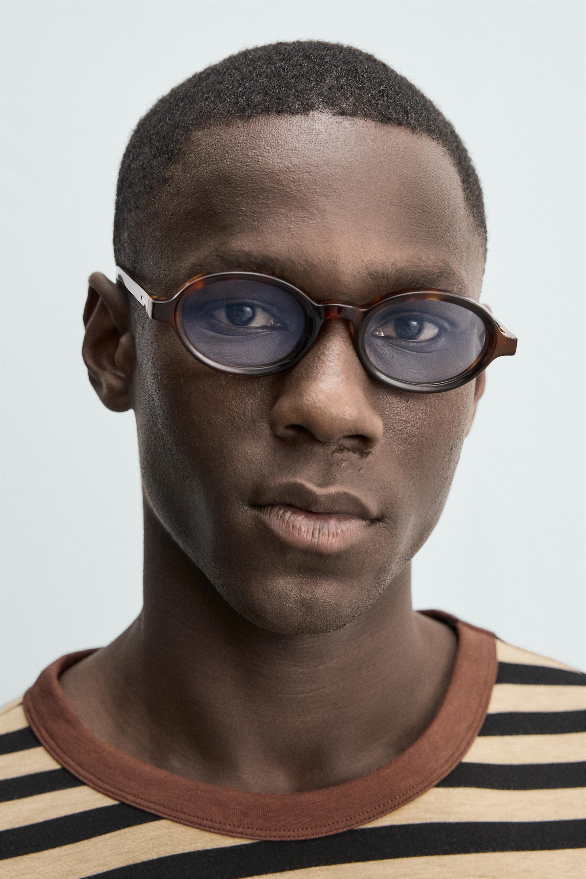 TORTOISESHELL EFFECT OVAL SUNGLASSES